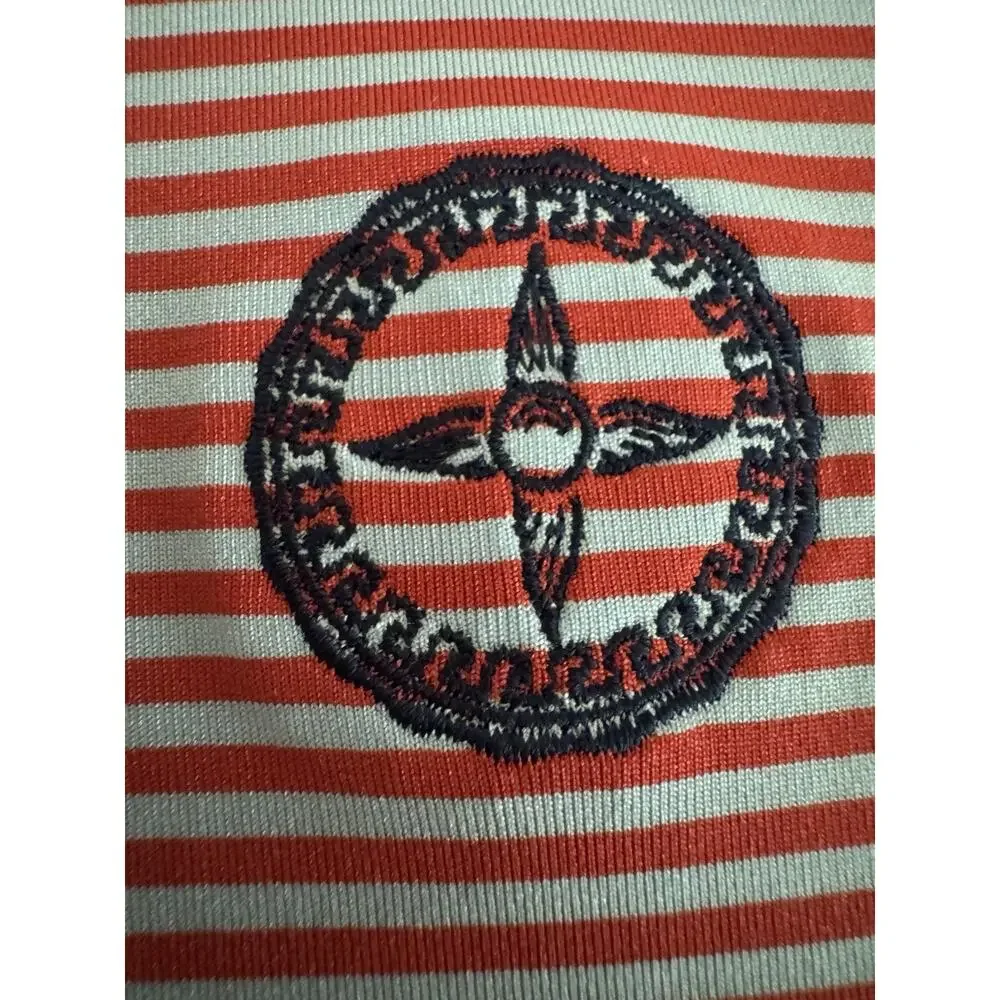 RLX Ralph Lauren Men’s Performance Golf Polo Red Blue Stripe Logo Large